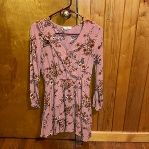 Floral Pink Long Sleeve Dress